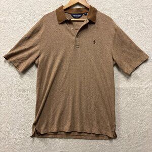 VTG Polo Golf Ralph Lauren Shirt Mens Medium Brown Soft Polo Cotton Alpaca Blend